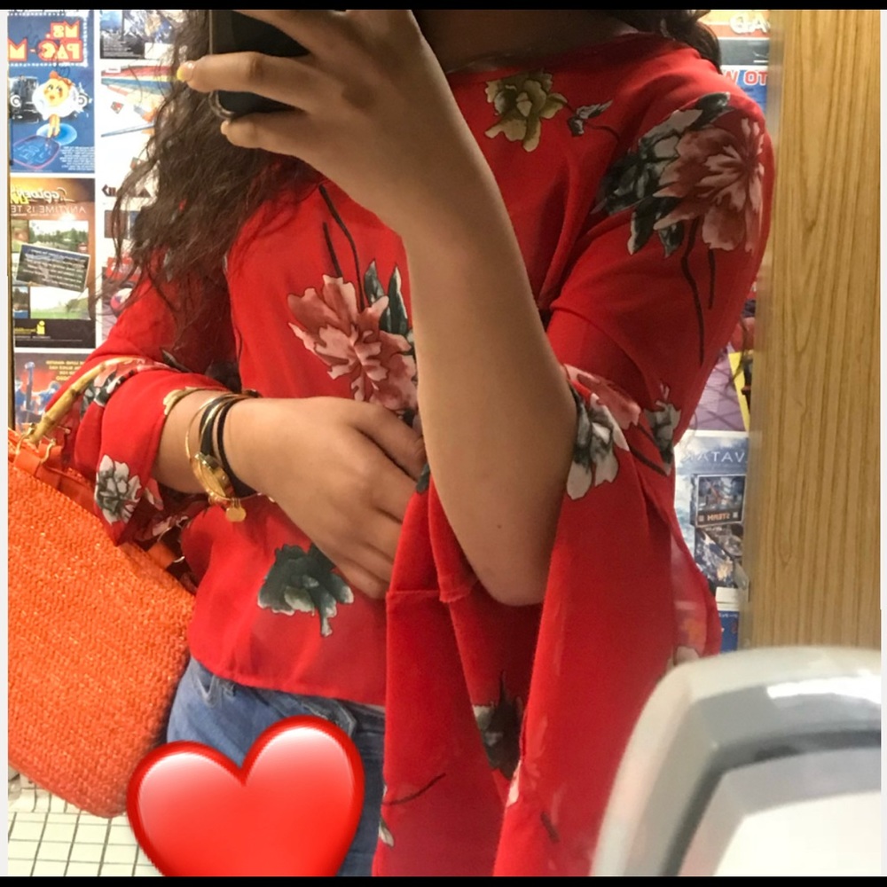 Red Sheer Blouse